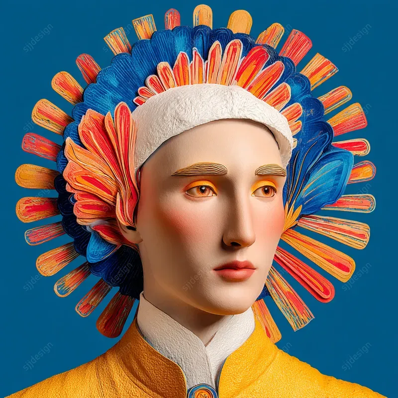 Bold Retro Futurism Portrait Art