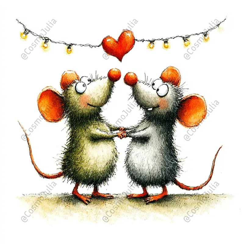 Romantic Mouse Couples Clipart