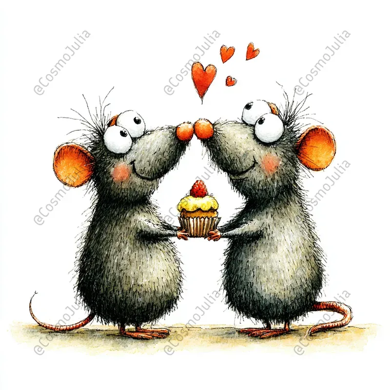Romantic Mouse Couples Clipart