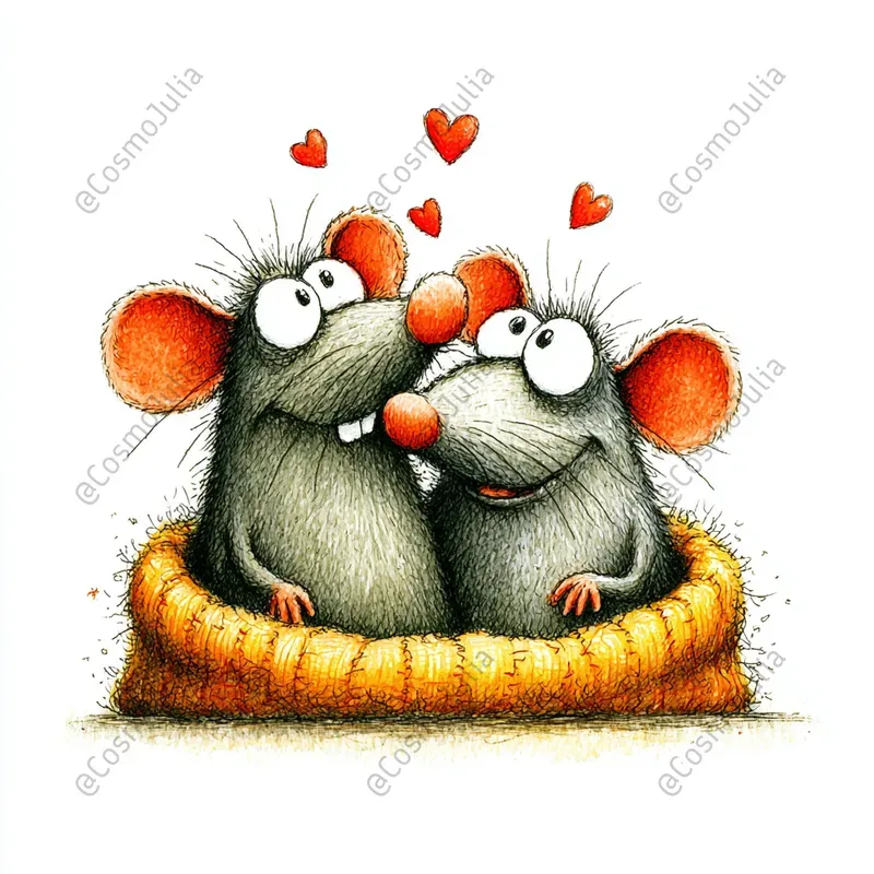 Romantic Mouse Couples Clipart