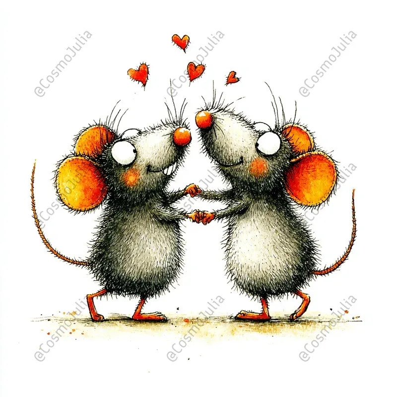 Romantic Mouse Couples Clipart