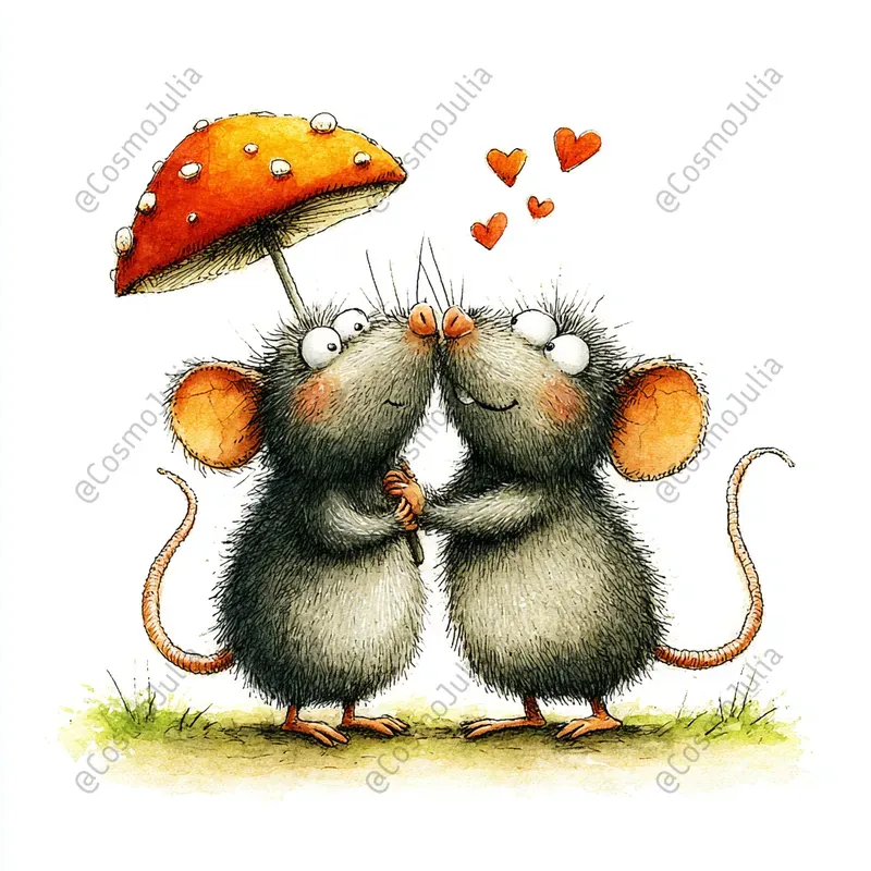 Romantic Mouse Couples Clipart