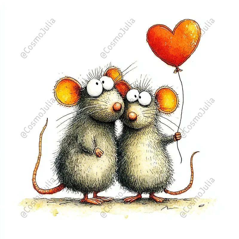 Romantic Mouse Couples Clipart
