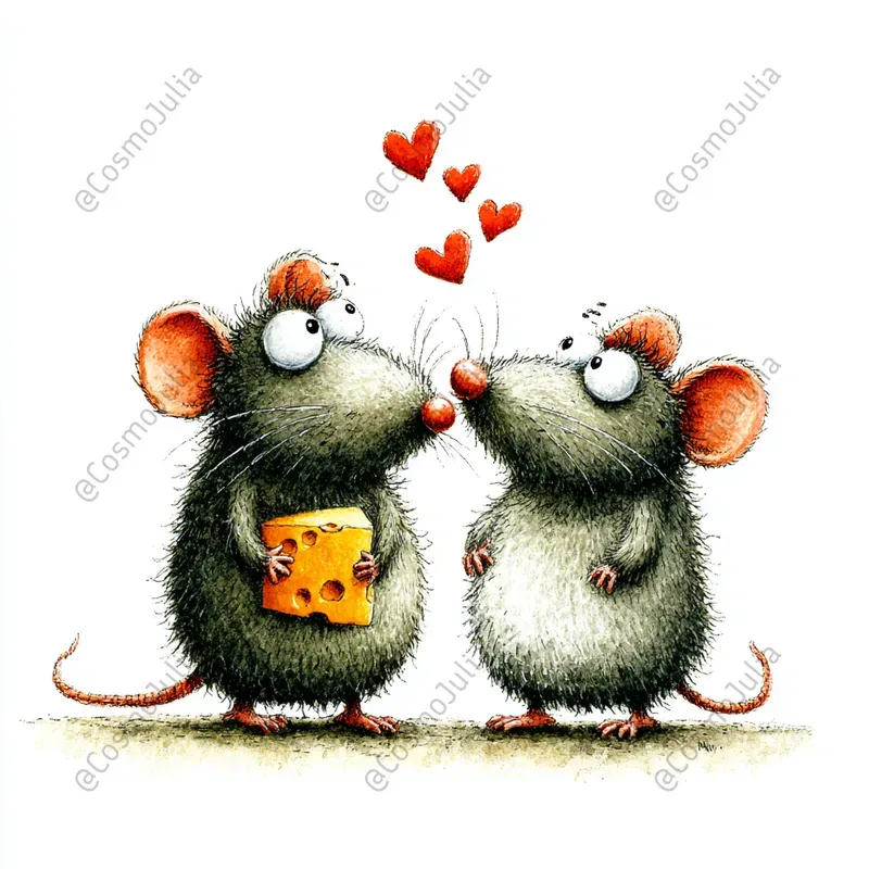 Romantic Mouse Couples Clipart