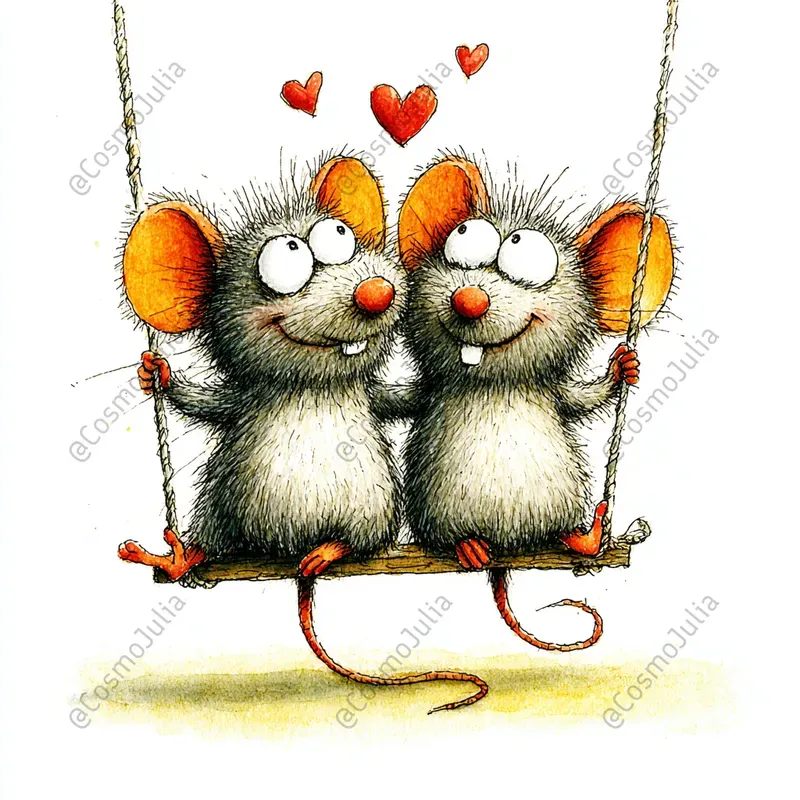 Romantic Mouse Couples Clipart