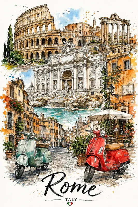 Vintage Travel Sketch City Posters
