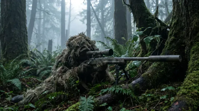 Ghillie Sniper Fog Forest 4K Cinematics