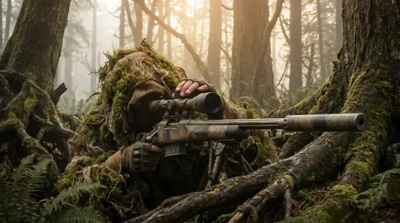 Ghillie Sniper Fog Forest 4K Cinematics