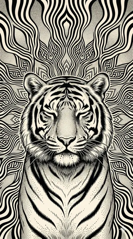 Monochrome Opart Mystic Animal Halos
