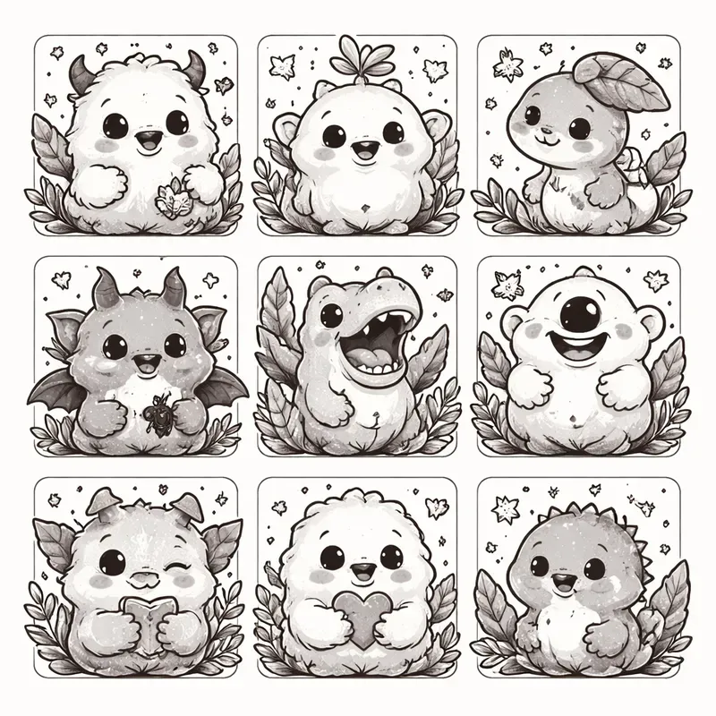 Cute Monster Grid Sticker Kits
