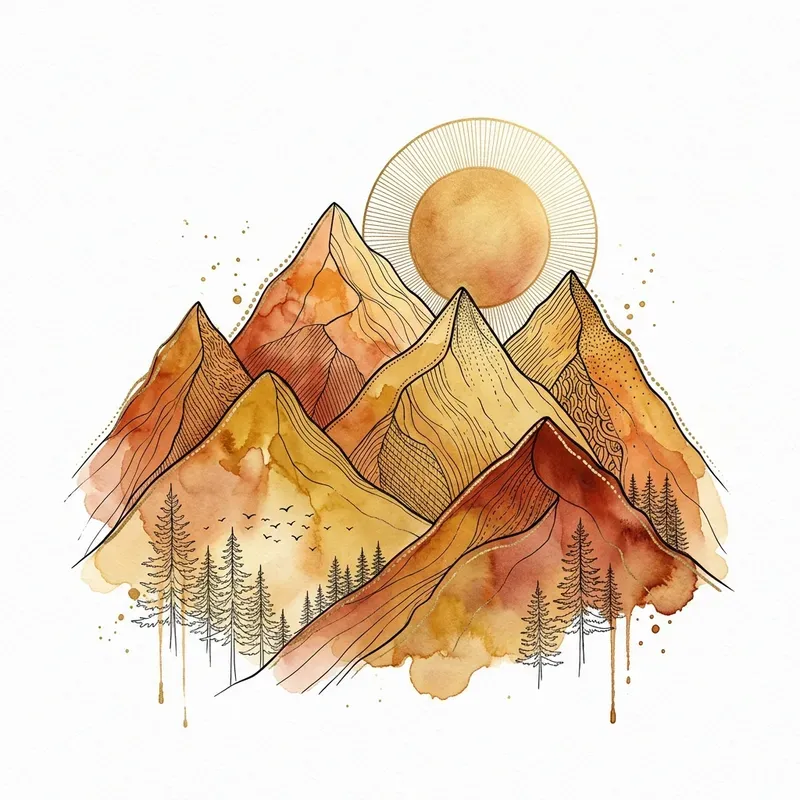 Boho Watercolor Mountains