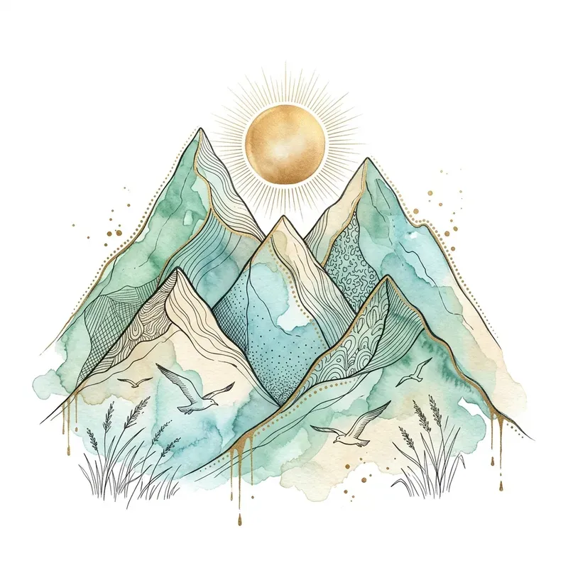 Boho Watercolor Mountains