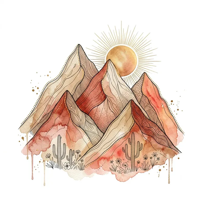 Boho Watercolor Mountains