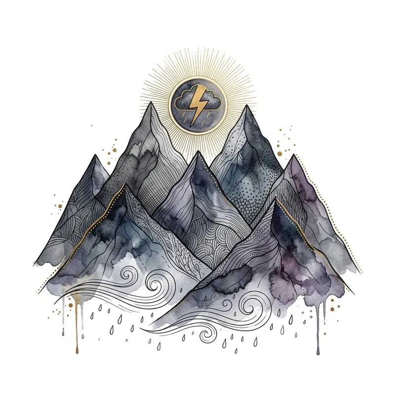 Boho Watercolor Mountains