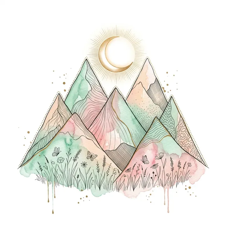Boho Watercolor Mountains