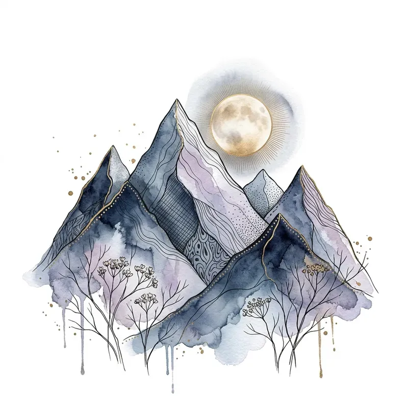 Boho Watercolor Mountains