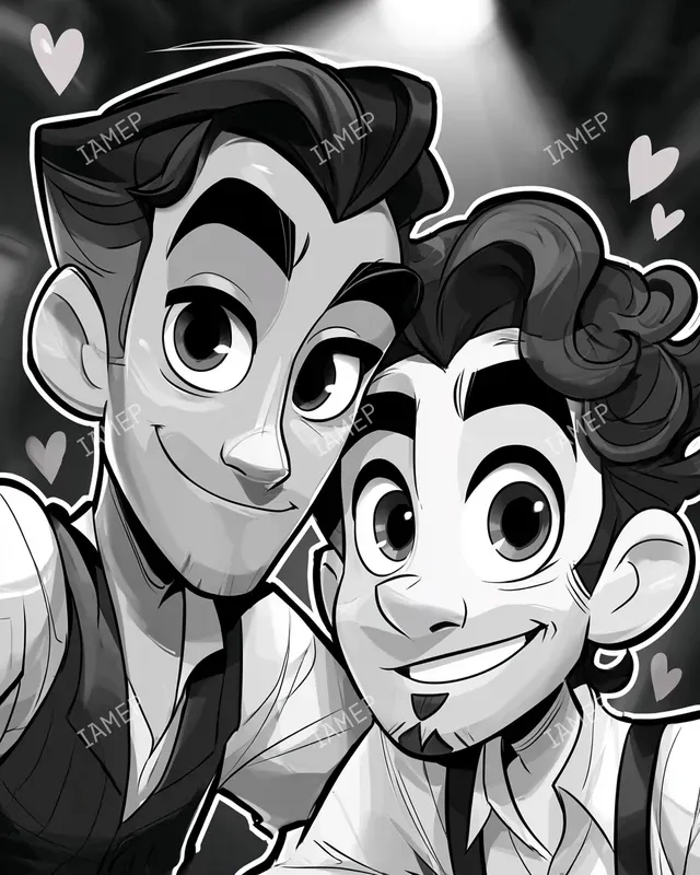 Romantic Noir Cartoon Portraits