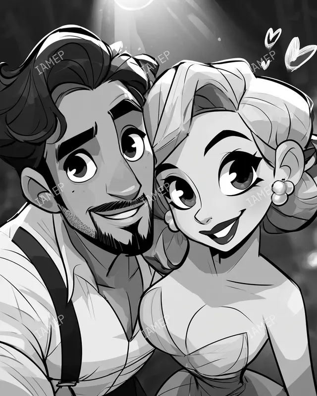 Romantic Noir Cartoon Portraits