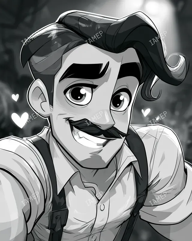 Romantic Noir Cartoon Portraits