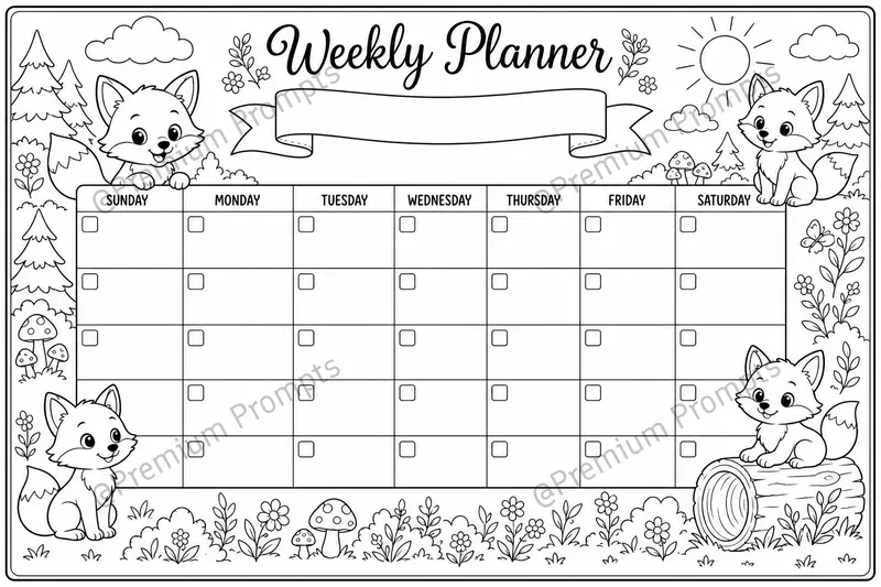 Adorable Kids Planner Coloring Pages