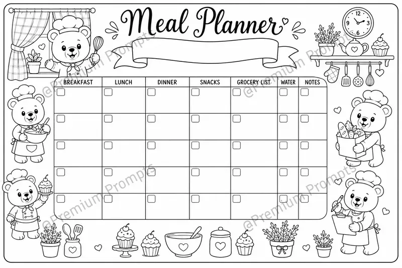 Adorable Kids Planner Coloring Pages