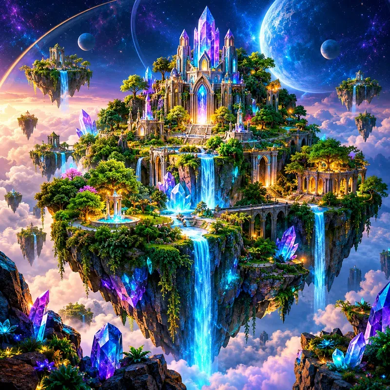 Neon Miniature Worlds 4K Art