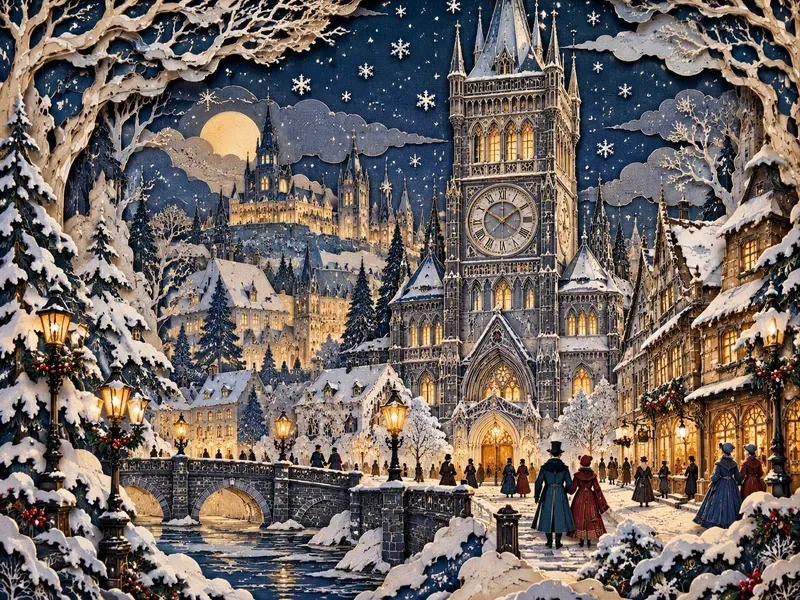Vintage Winter Village Paper Theater Kits