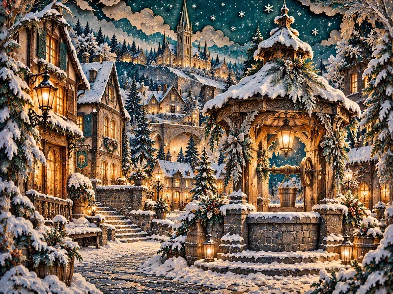 Vintage Winter Village Paper Theater Kits