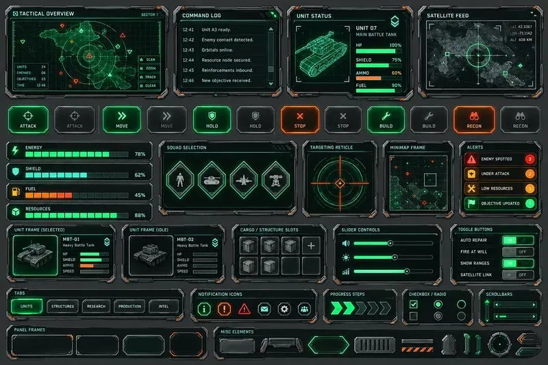 Scifi Holographic Game UI Kit Sheets