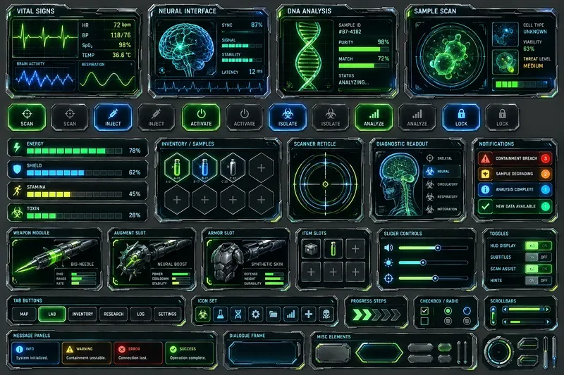 Scifi Holographic Game UI Kit Sheets