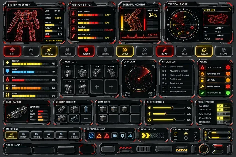 Scifi Holographic Game UI Kit Sheets