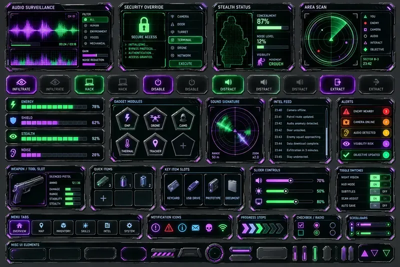 Scifi Holographic Game UI Kit Sheets