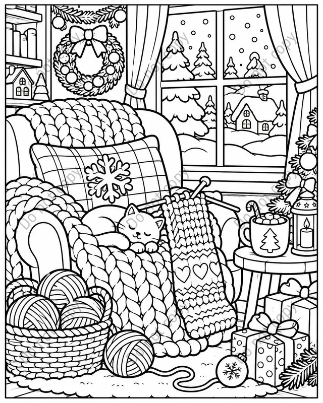 Cozy Christmas Coloring Pages