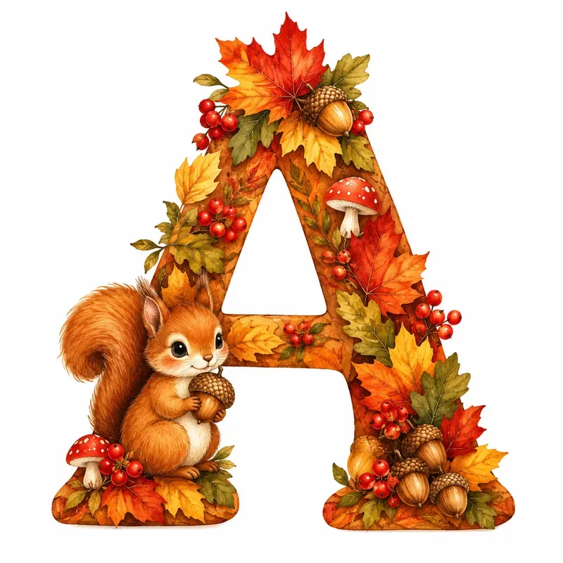Autumn Whimsy Alphabet Cliparts