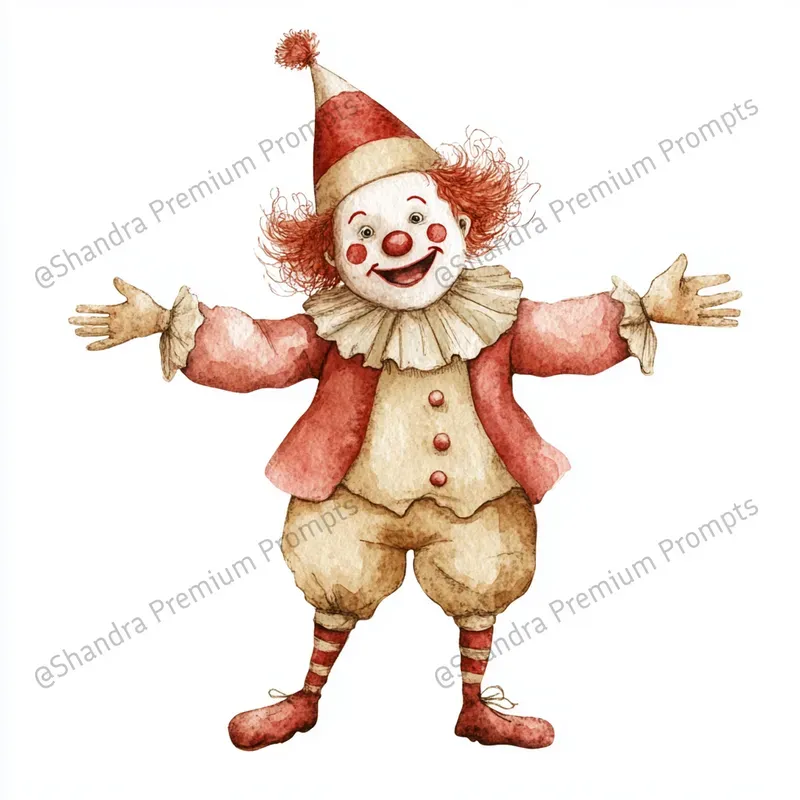 Cute Circus Party Watercolor Cliparts Midjourney Prompt | PromptBase