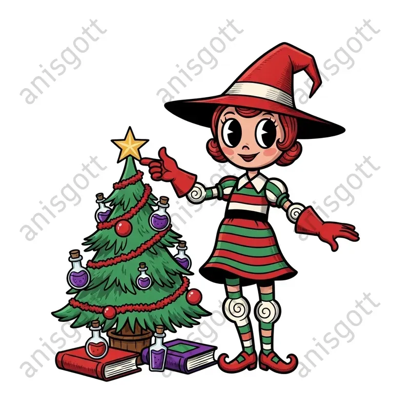 Rubber Hose Christmas Magic Clipart Sets
