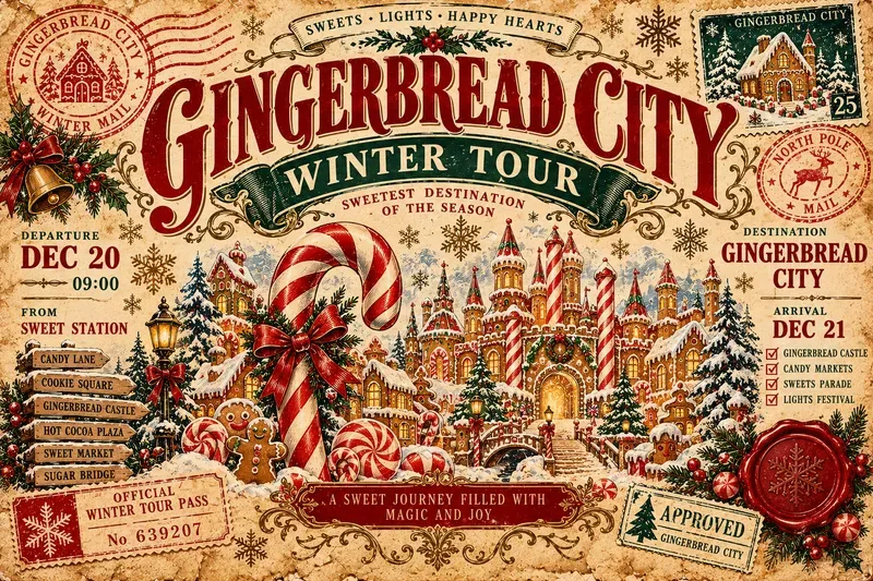 Vintage Christmas Travel Ticket Labels