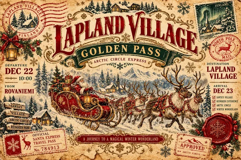 Vintage Christmas Travel Ticket Labels
