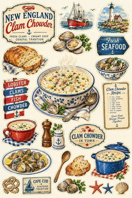American Food Vintage Sticker Sheets