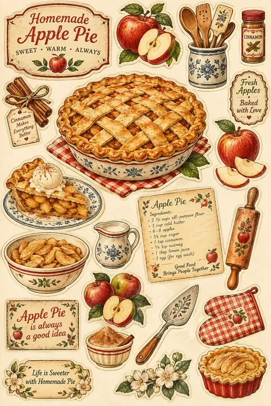 American Food Vintage Sticker Sheets