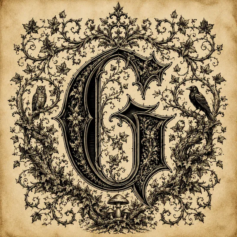 Ornate Gothic Floral Monogram Alphabets