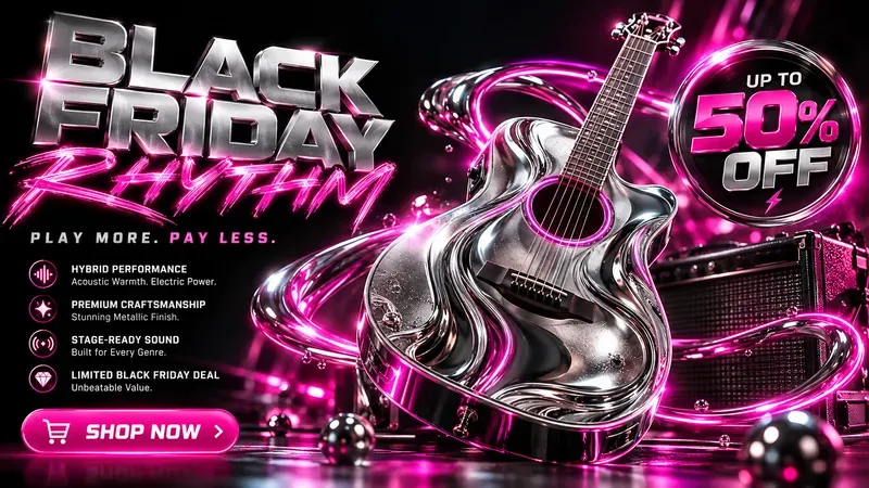 3D Neon Liquid Chrome Black Friday Assets