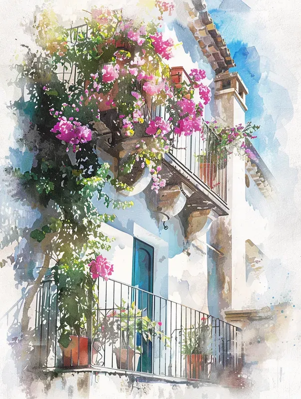 Mediterranean Watercolor Villages