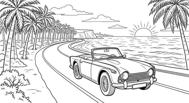 Vintage Cars Coloring Art