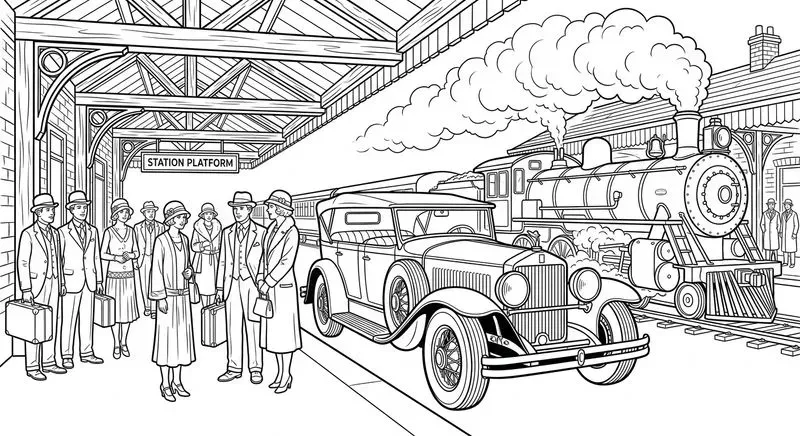 Vintage Cars Coloring Art