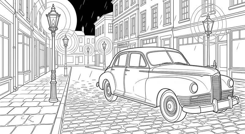 Vintage Cars Coloring Art