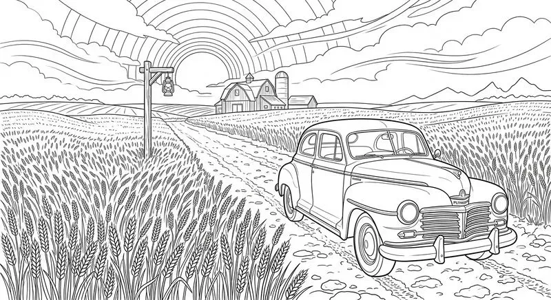 Vintage Cars Coloring Art