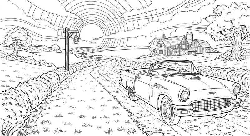 Vintage Cars Coloring Art