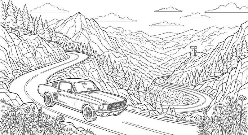 Vintage Cars Coloring Art
