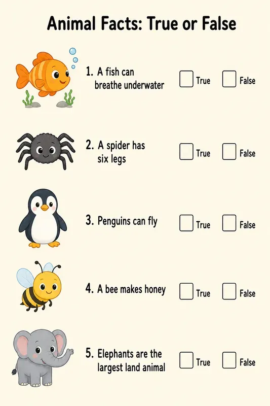 True Or False Statement Worksheets